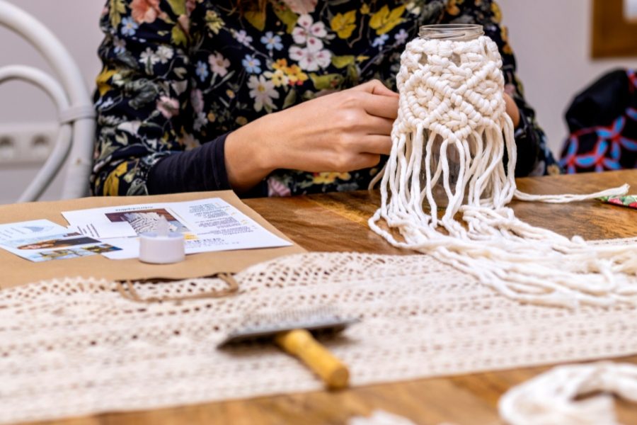 macramé para vasos